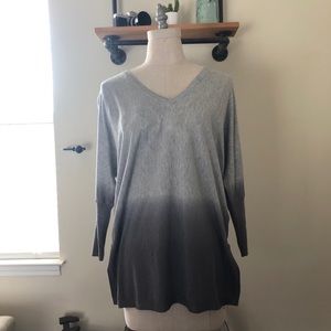 Faded Gray Long Sleeve V Neck